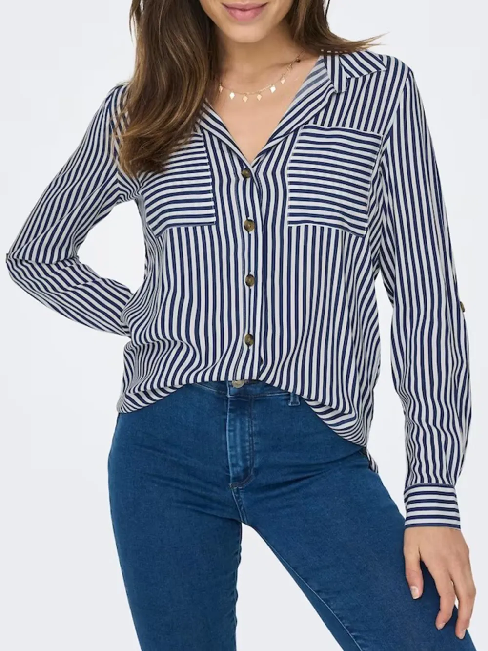 Striped Long Sleeve Casual Style Blouses