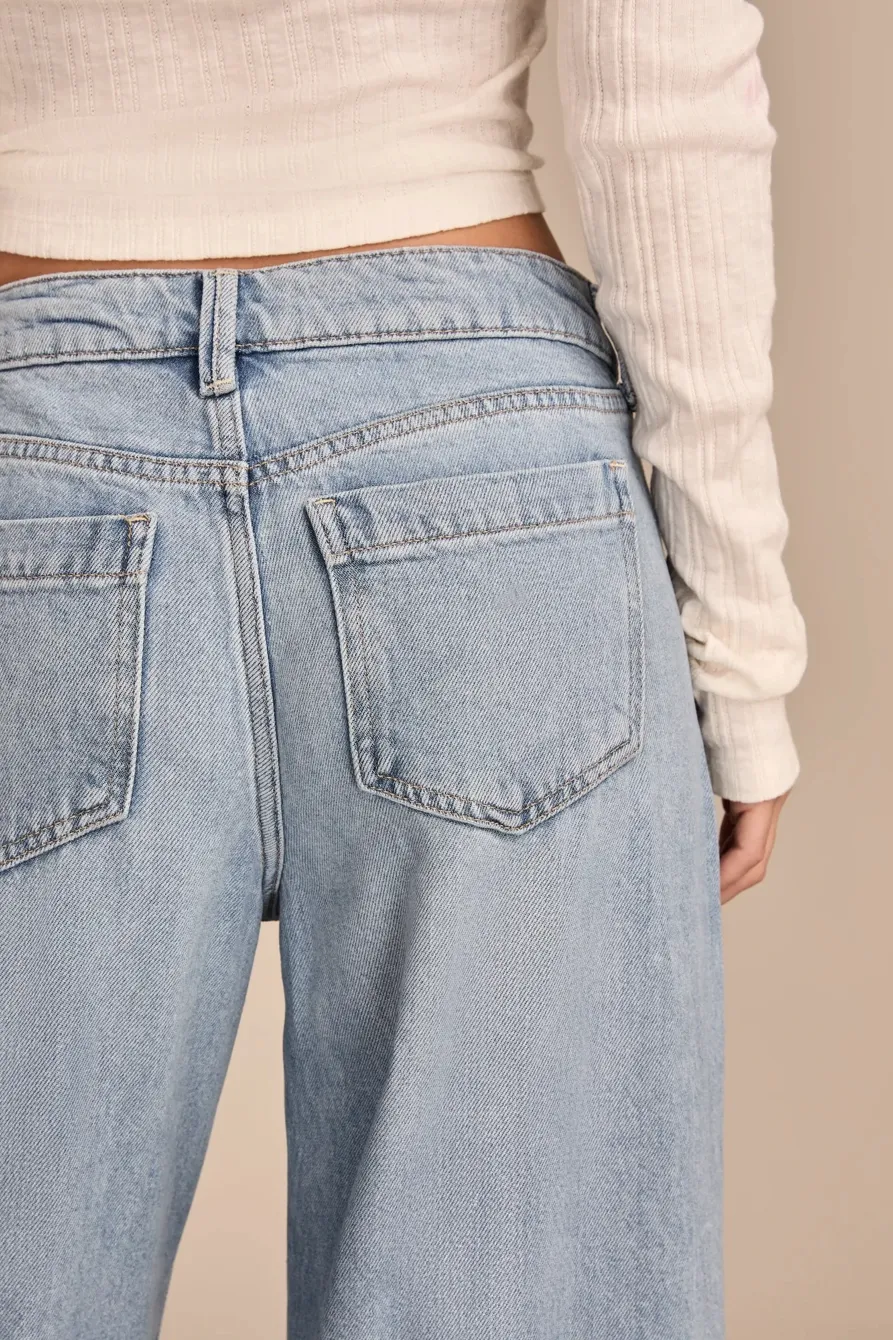 Wide Leg Pleated Liquid Denim Luxe Palazzo