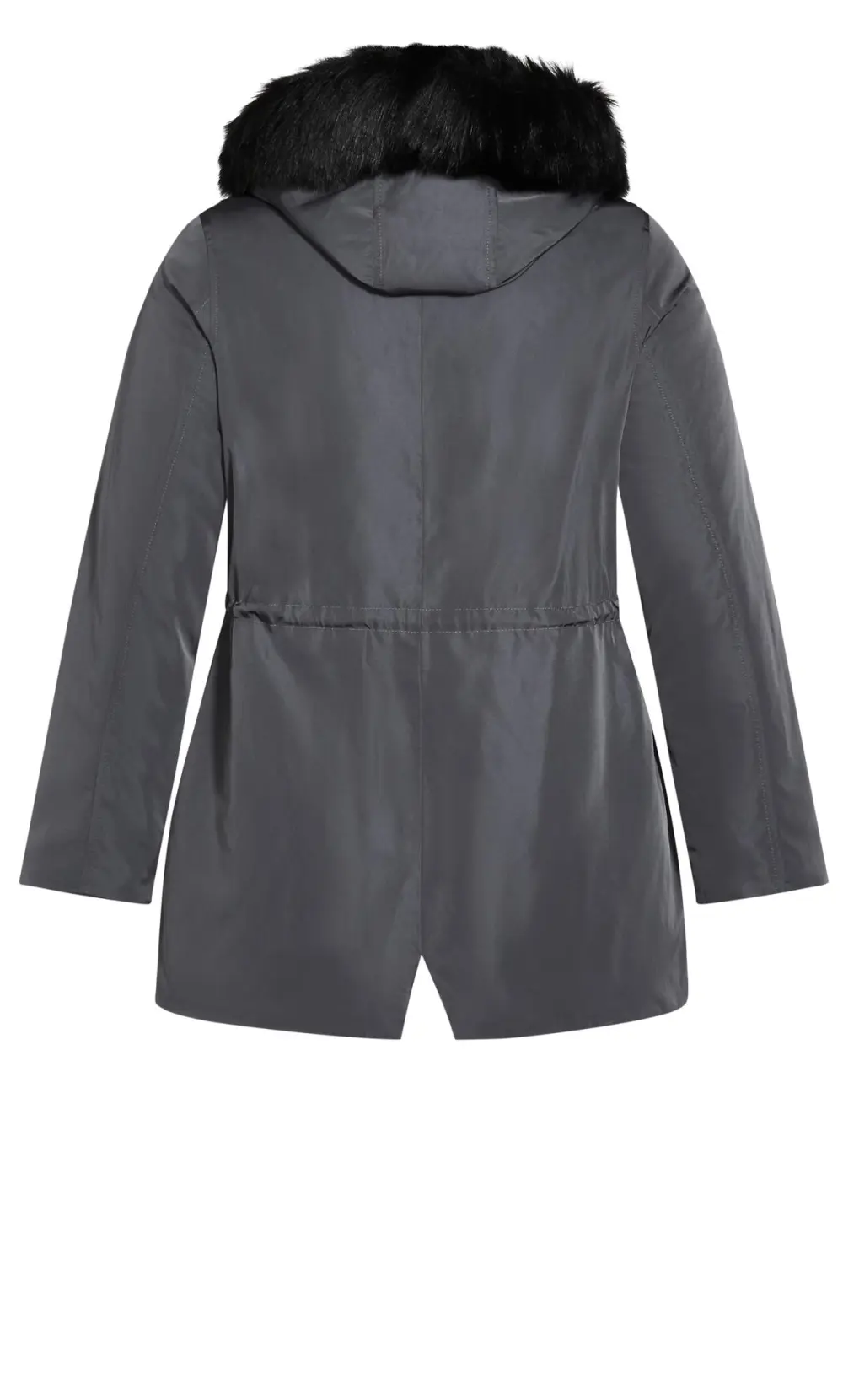 Evans Grey Faux Fur Hood Coat