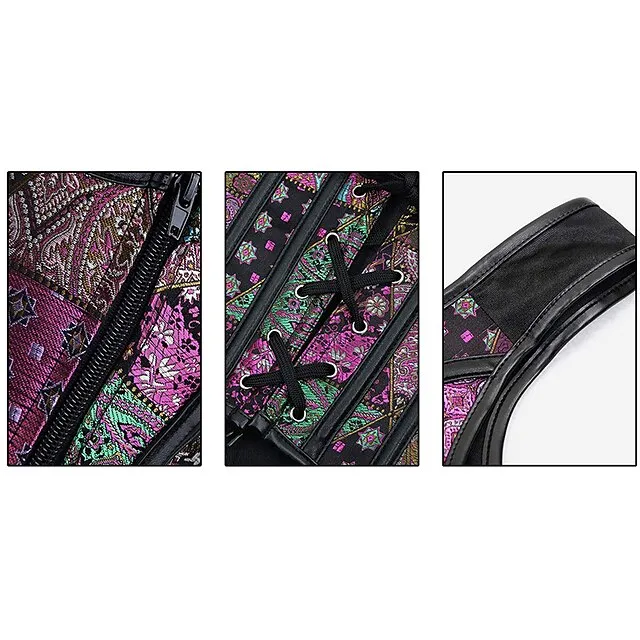 Corset Women's Corsets Halloween Wedding Party Party & Evening Plus Size Black White Purple Breathable Overbust Corset Zipper Lace Up Backless Tummy Control Push Up Flower All Seasons
