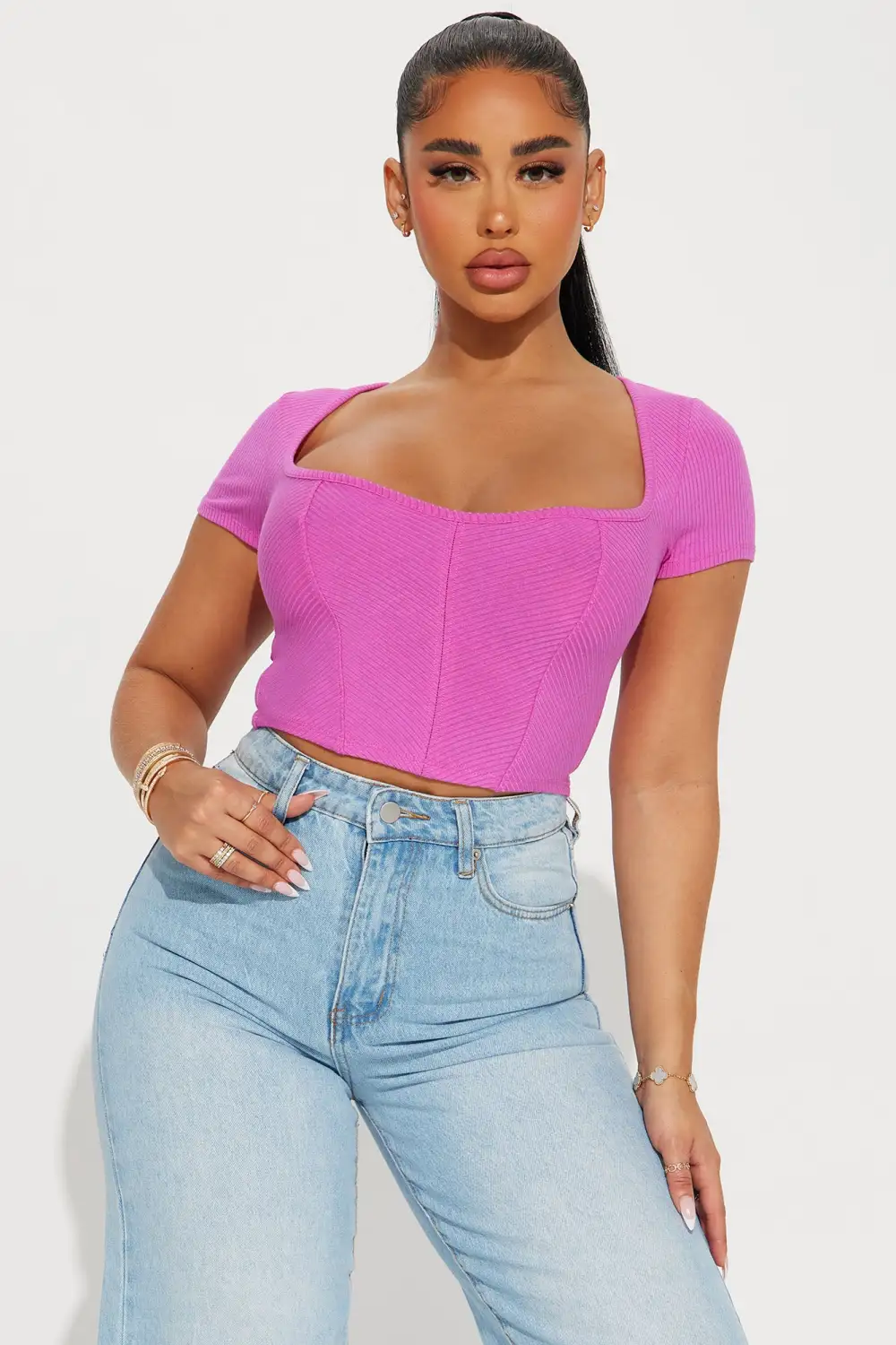 Chelsea Ribbed Top - Magenta