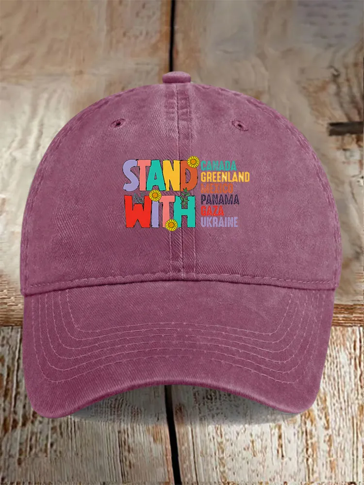 Men And Women's I Stand With Them Washed Baseball Cap