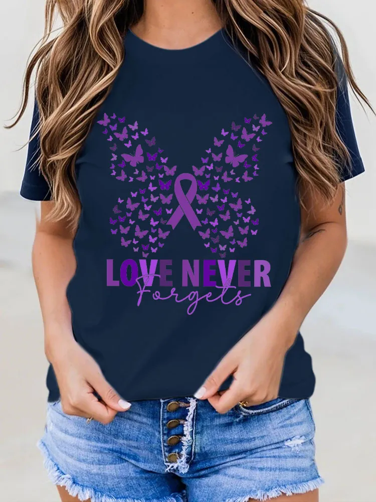 Women's I Will Remember For You Dementia Alzheimer's Disease Awareness Print T-Shirt