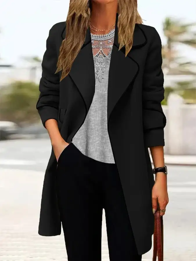 Stylish Color Contrast Woolen Trench Coat
