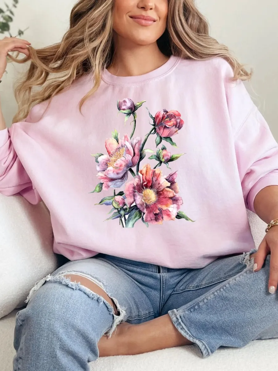 Watercolor Peony Sweatshirt
