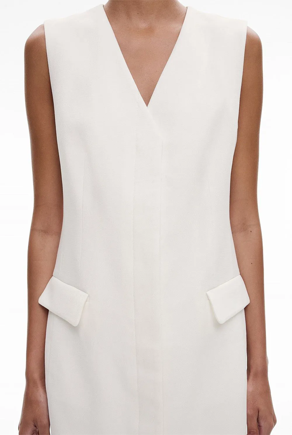 V-Neck Dress With Two Patch Pockets