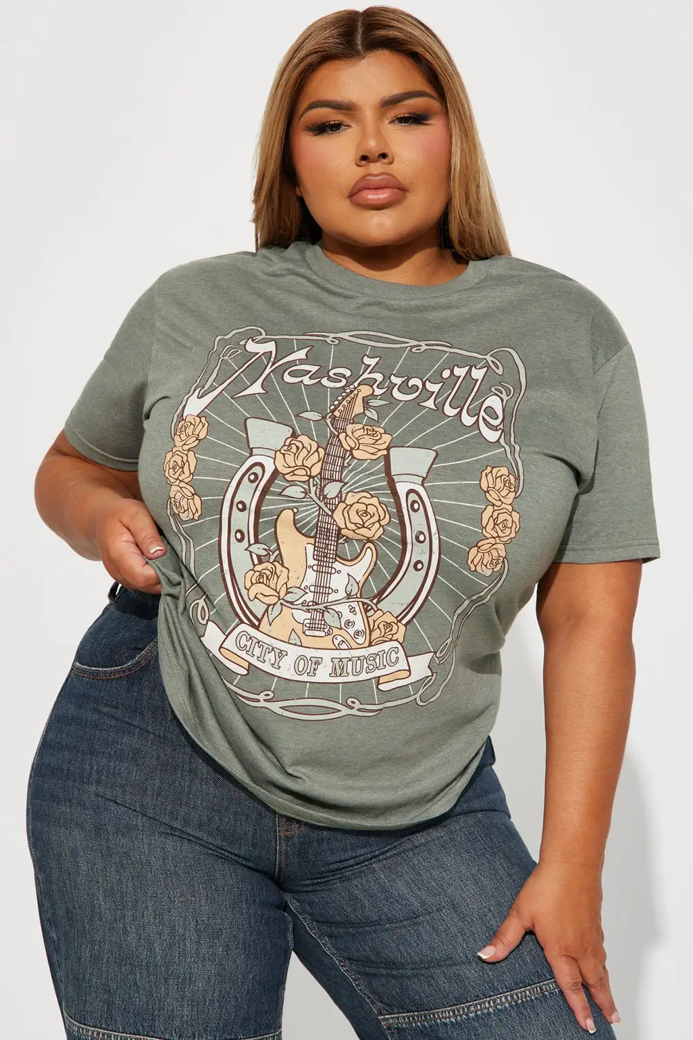 Music Row Nashville Graphic Tee - Sage