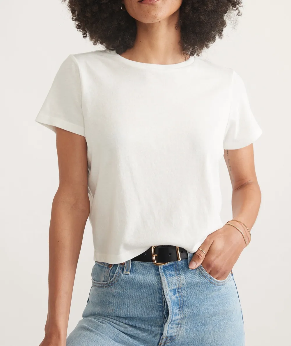 White Easy Crew Crop Tee