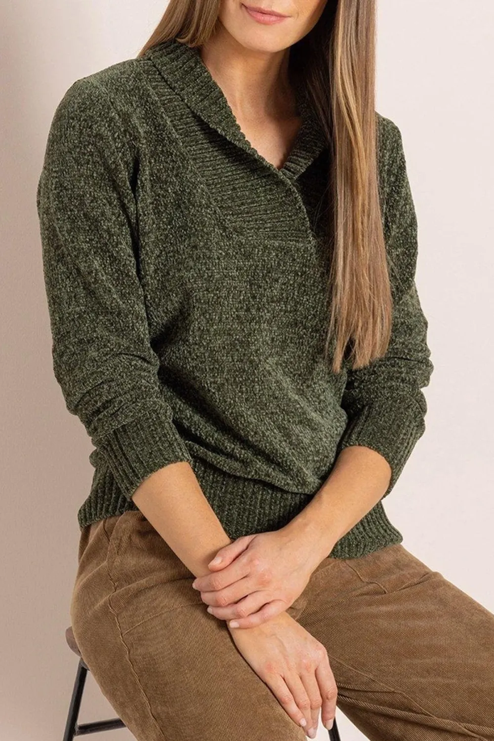 Fleece Knitted Lapel Top