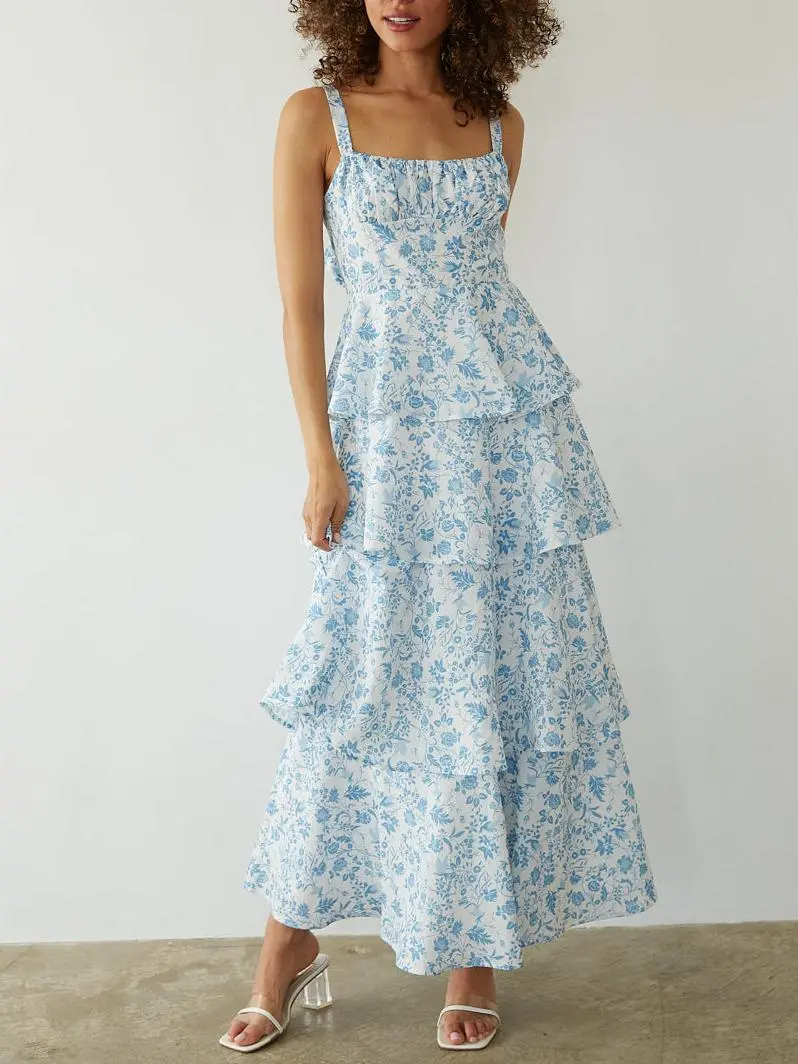 Everlee Bustier Tiered Maxi Dress