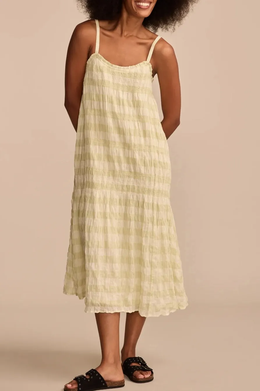 Sage Gingham Smocked Gingham Midi Dress