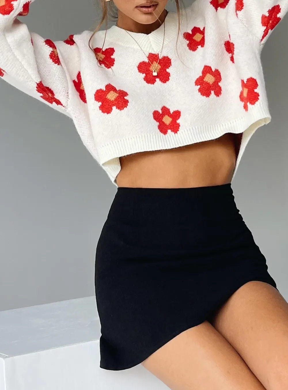 High Waist White Mini Skirt