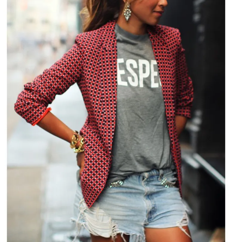 Stylish Casual Plaid Blazer