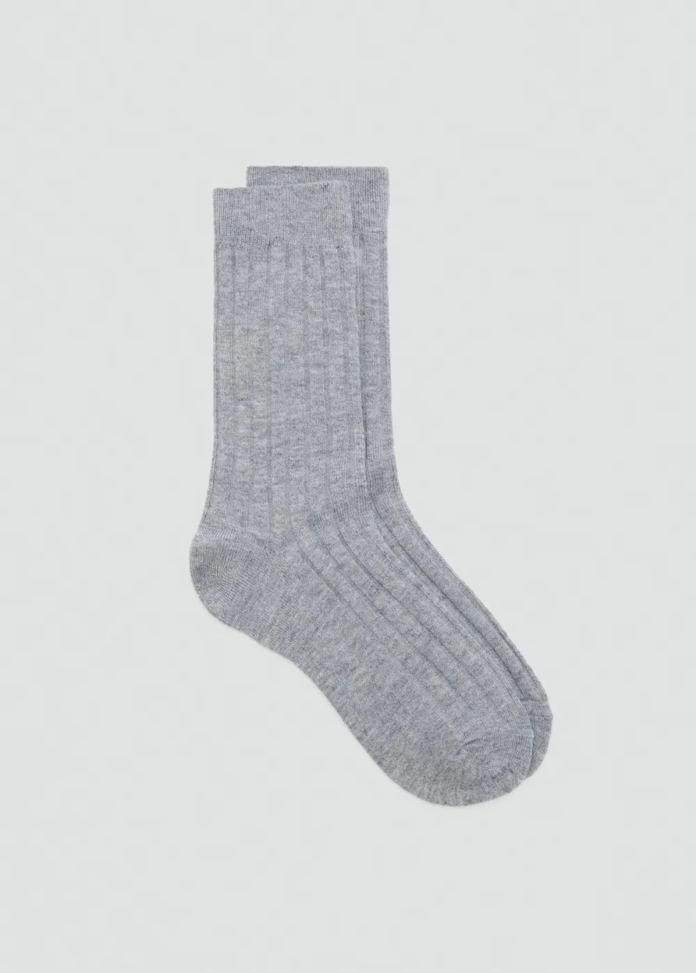 Medium Heather Grey  Casual Style Ribbed Wool Stocks