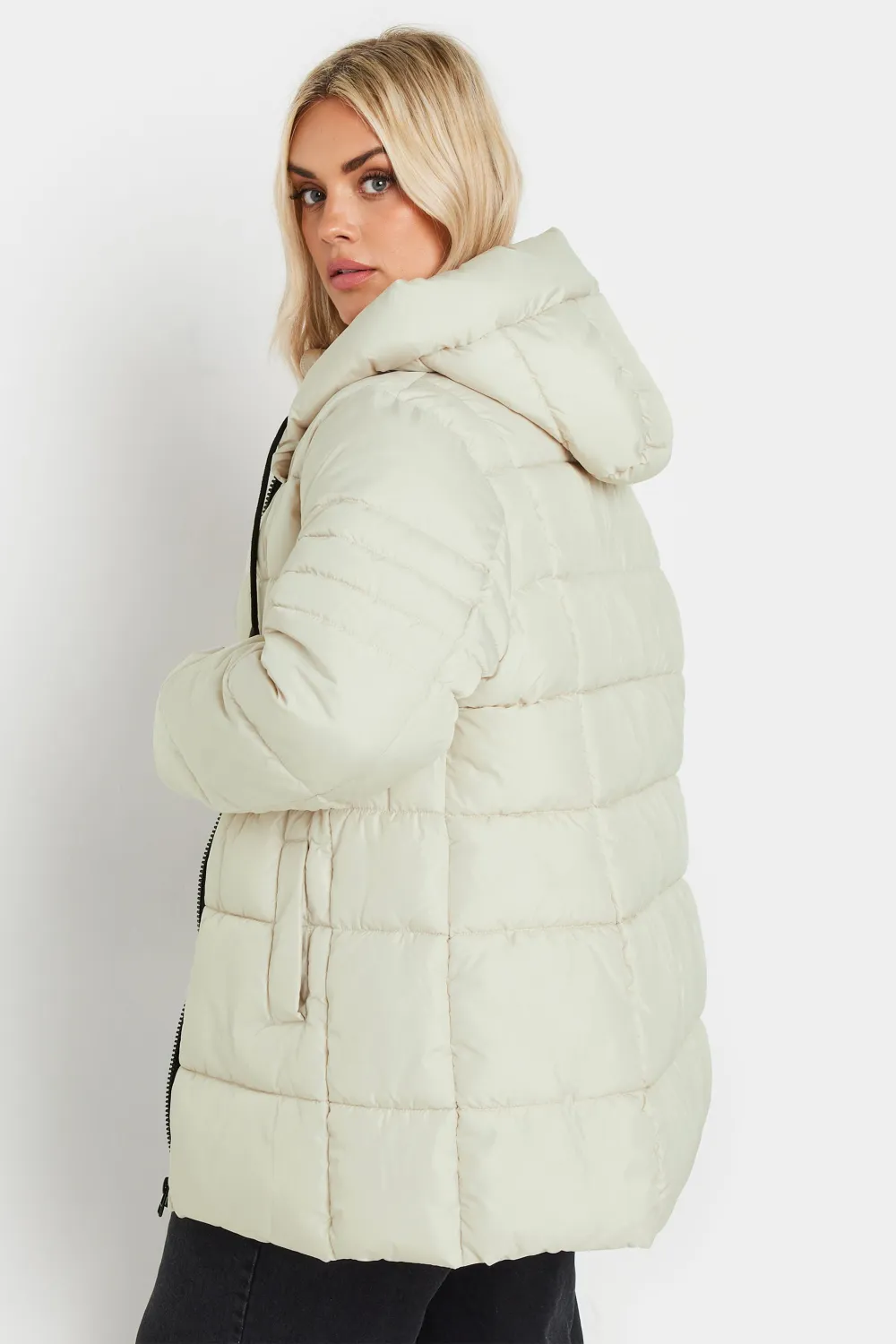 YOURS Curve Ivory White Sporty Puffer Coat