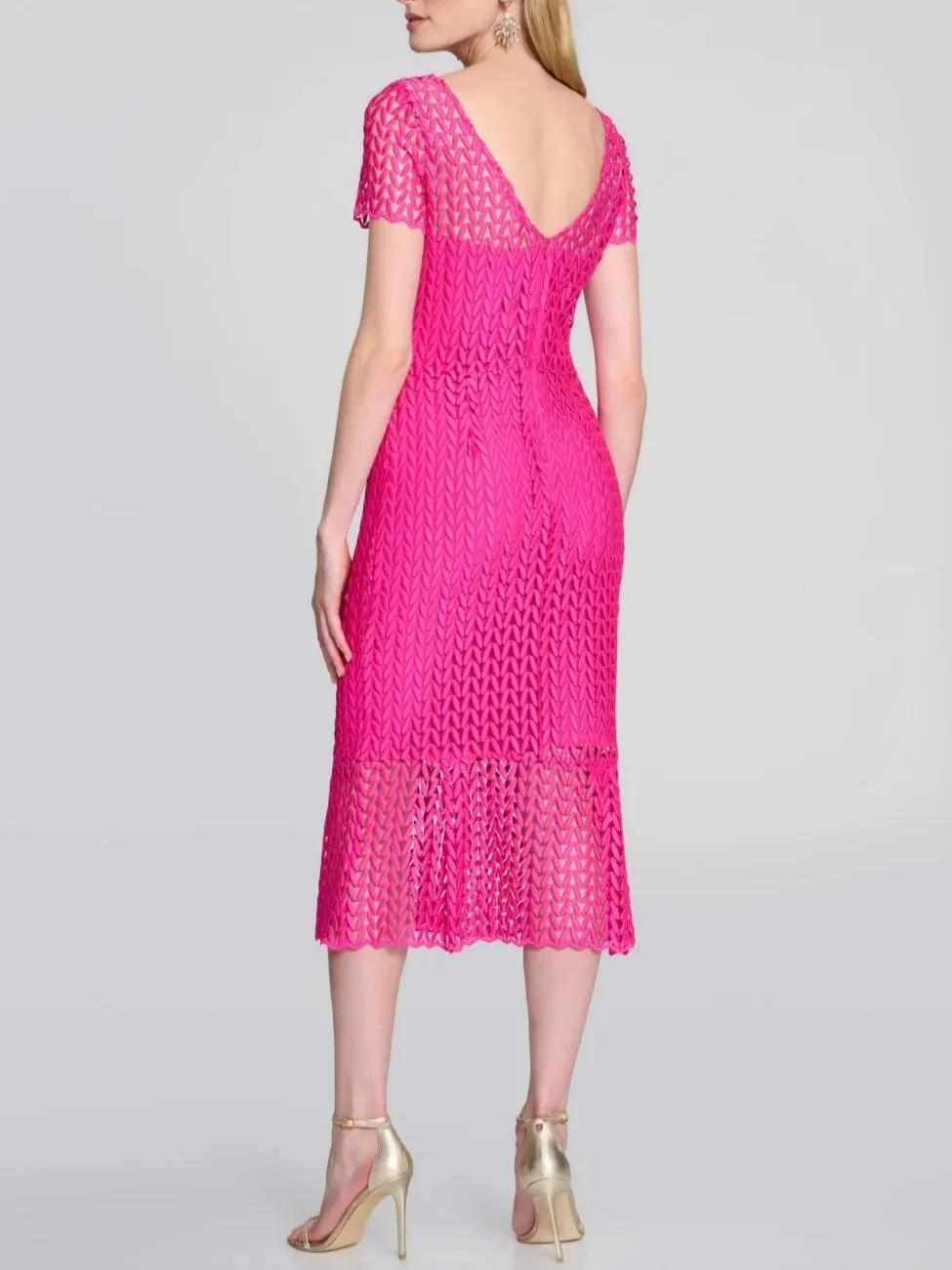 Hot Pink Eyelet Short Dress