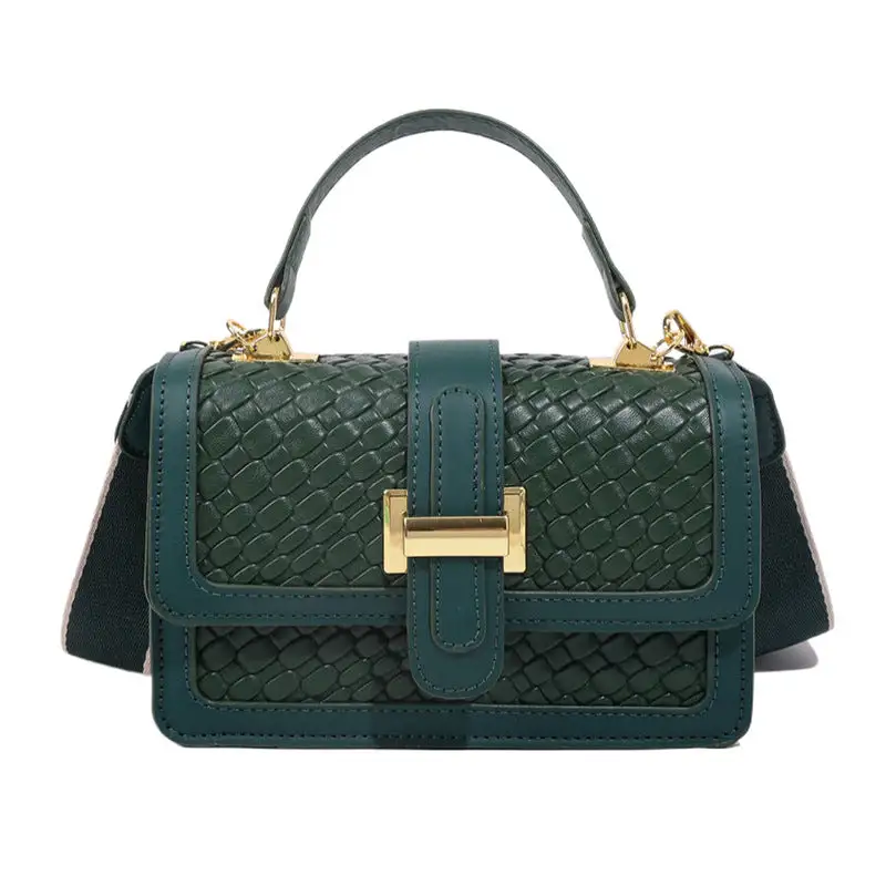 Compact Faux Leather Square Satchel Bag