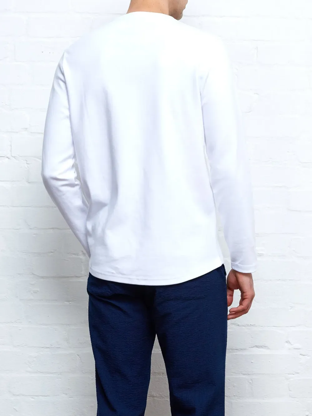 White Crew Neck Long Sleeve Plain T-Shirt
