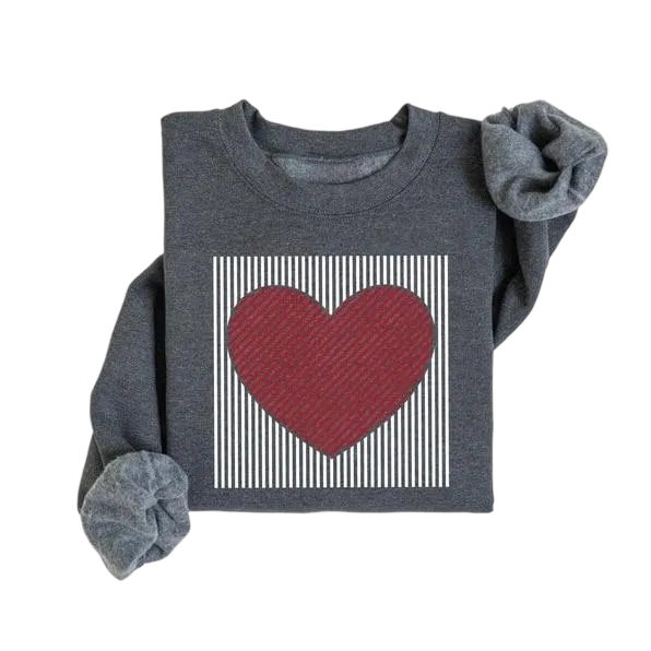 ❤️ Valentine's Day Retro Heart Graphic Sweatshirt | Cute Casual Pullover Top