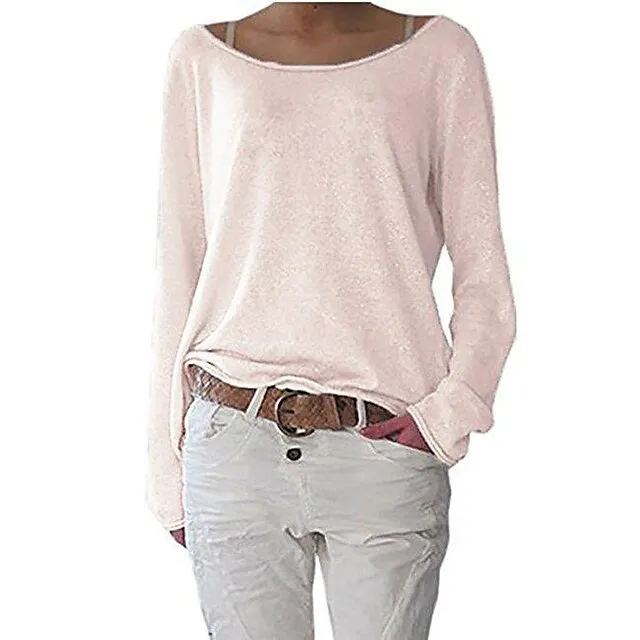 T shirt Tee Women's Light Blue Watermelon powder White Solid / Plain Color Basic Soft Daily S