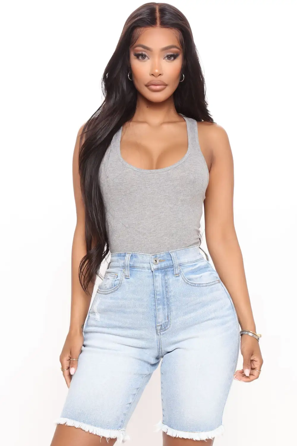 Essential Racer Back Tank Top - Heather Grey