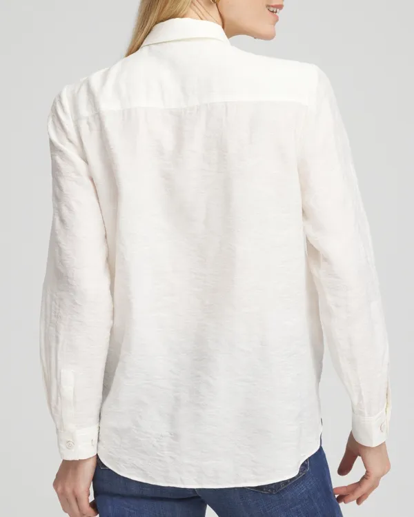 White Tie Front Long Sleeve Shirt