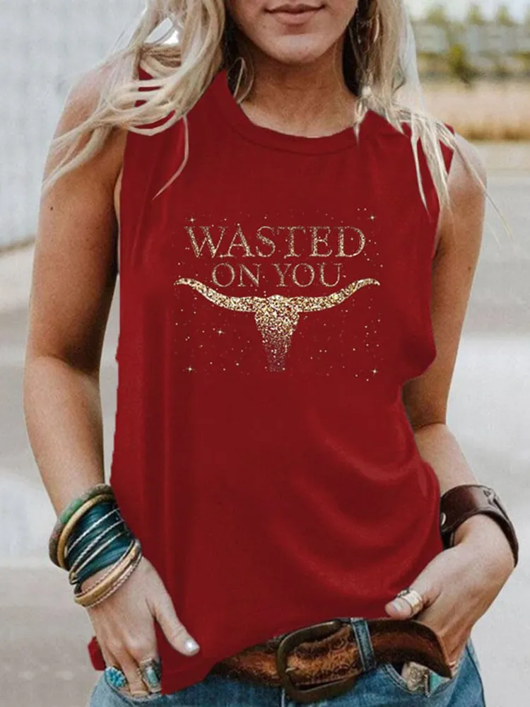 Women'S Wasted On You V-Neck Sleeveless Vest