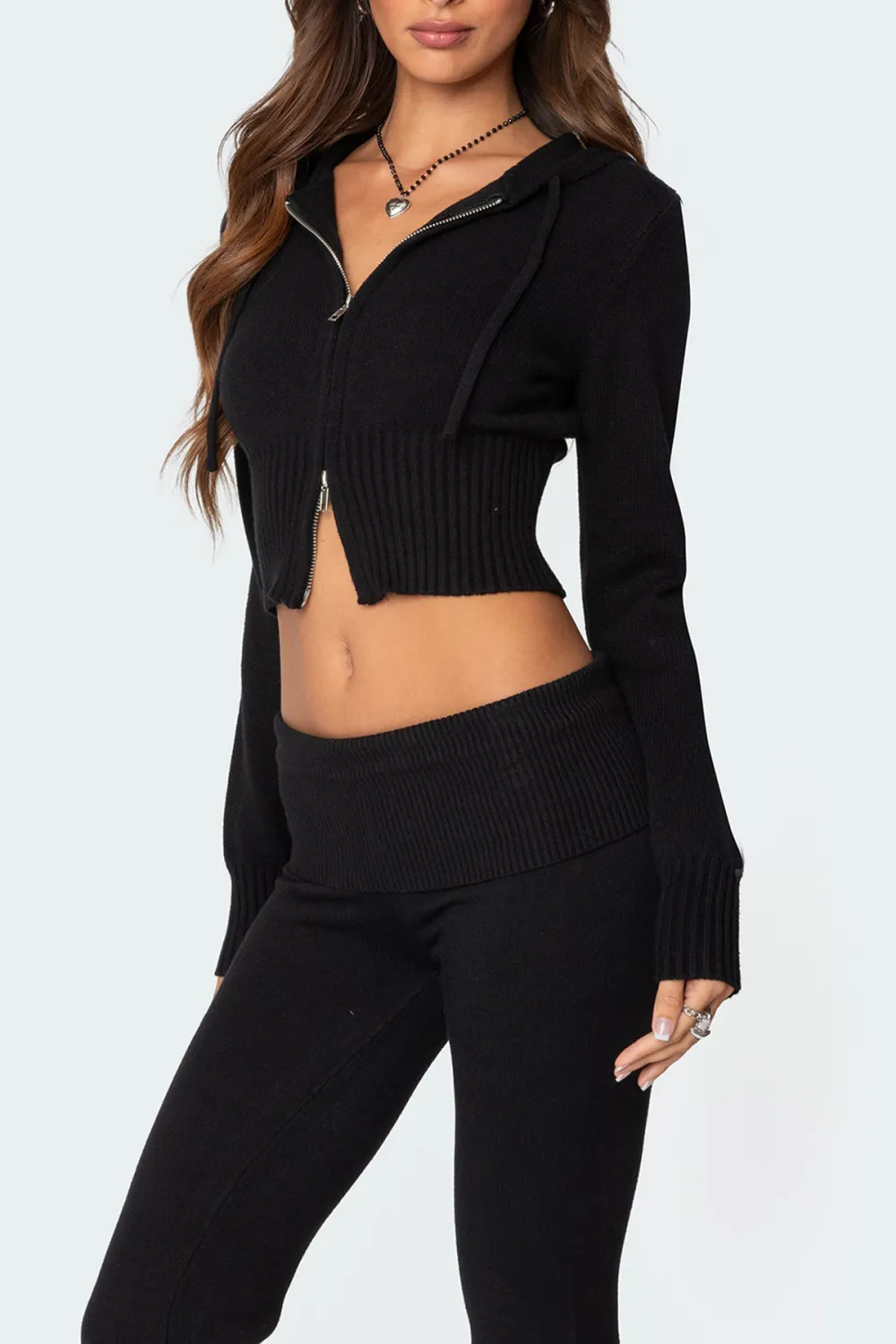 Knitted Hooded Cardigan