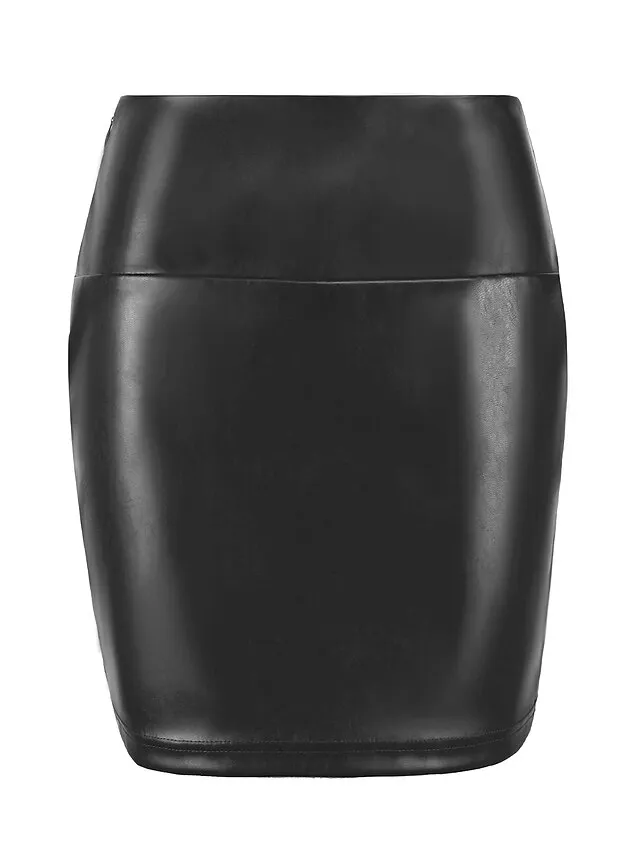 Women's Pencil Bodycon Work Skirts Mini Faux Leather Black Red Brown Skirts Spring High Waist Sexy Daliy S M L