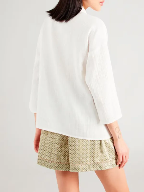 Button Placket Long Sleeve Blouses