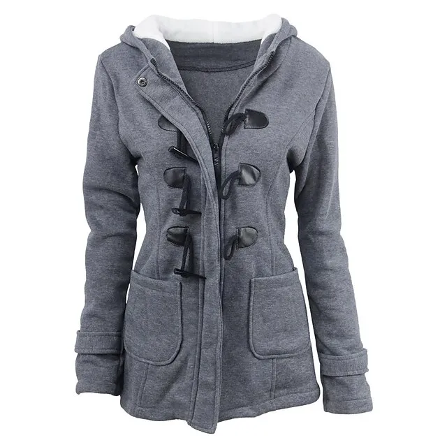 Women's Winter Coat Cropped Hooded Coat Thermal Warm Heated Jacket Fall Casual Street Jacket Long Sleeve with Pockets Black Army