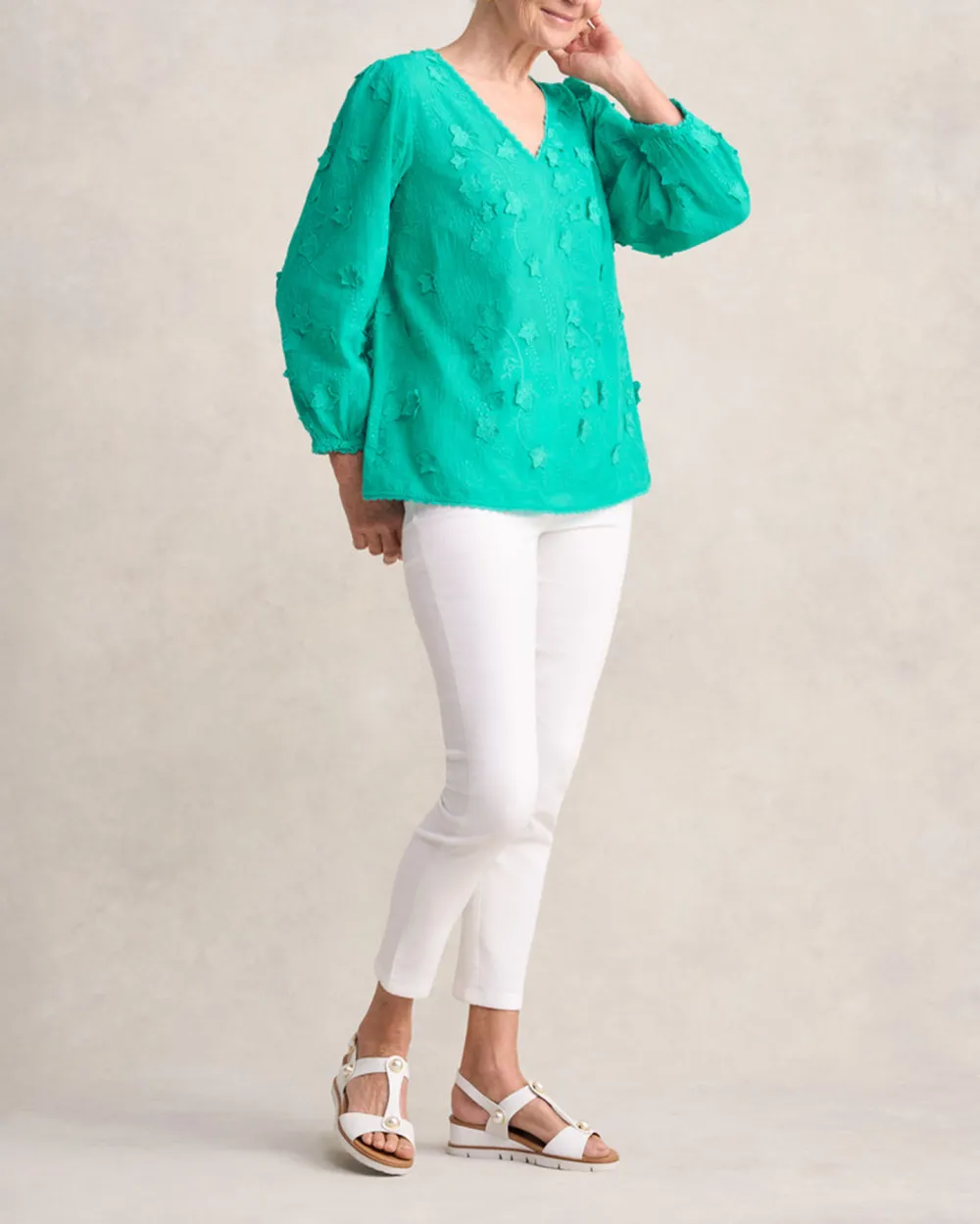 Lace Trim Embroidered Top