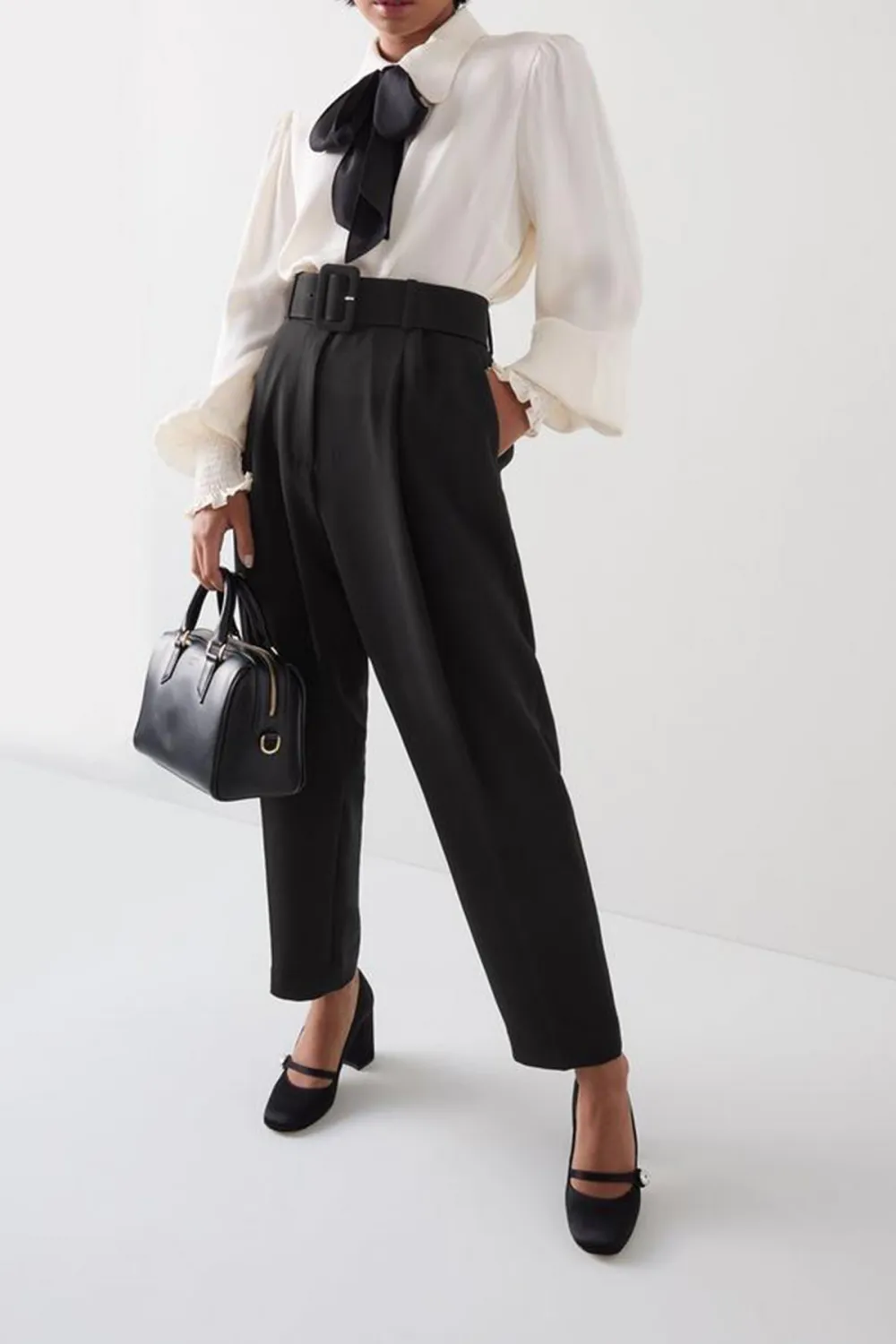 Black High Waist Tapered Trousers