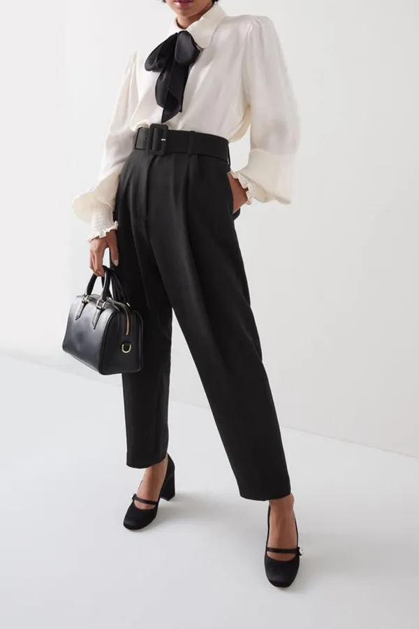 Black High Waist Tapered Trousers