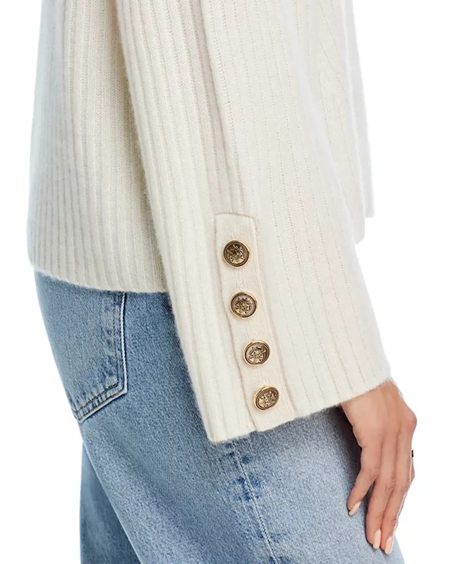 Cashmere Rib Knit Bell Sleeve Turtleneck Sweater
