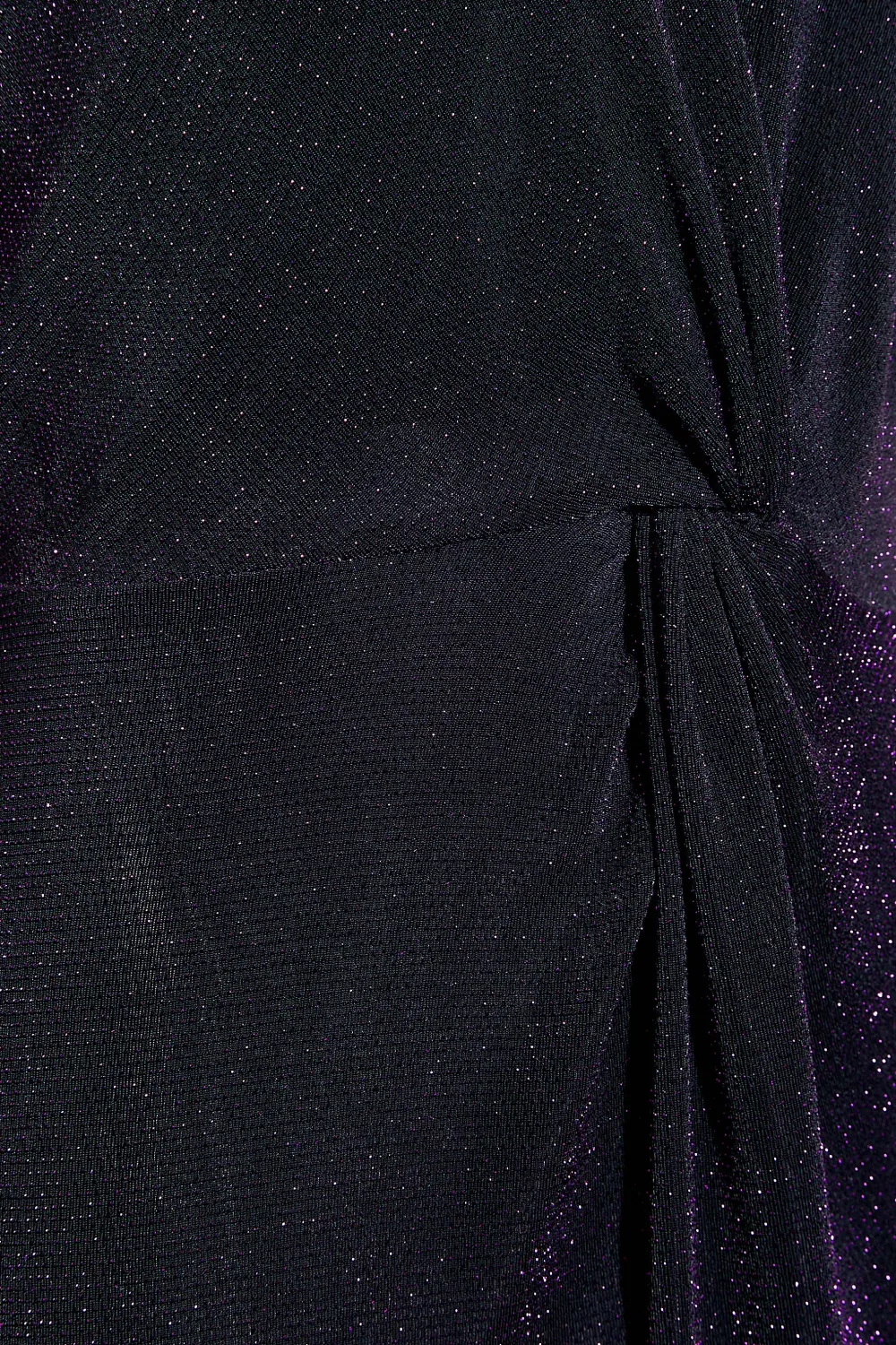 LTS Tall Black & Purple Glitter Twist Wrap Midi Dress