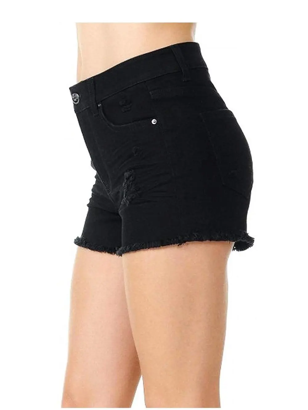 Dark Wash High - Waisted Denim Shorts