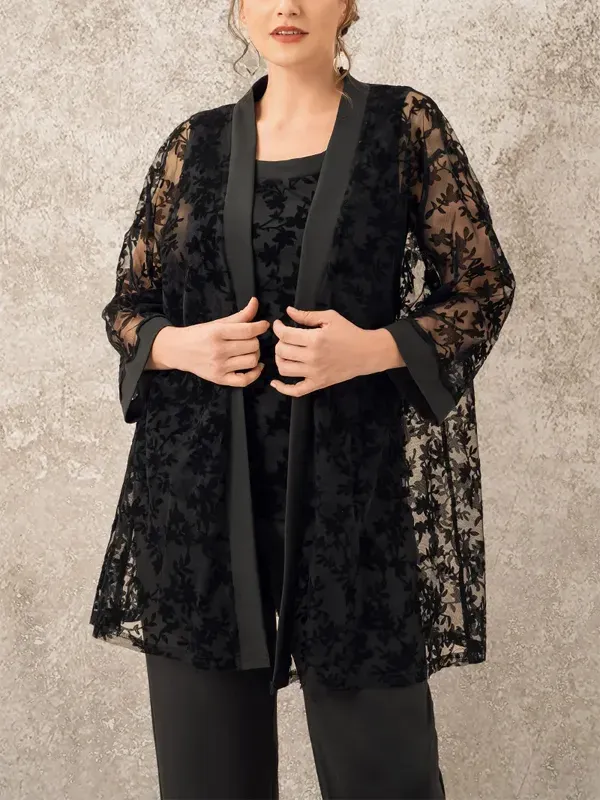 Sleeveless Printed Vest Solid Color Top Trousers Three-Piece Suit