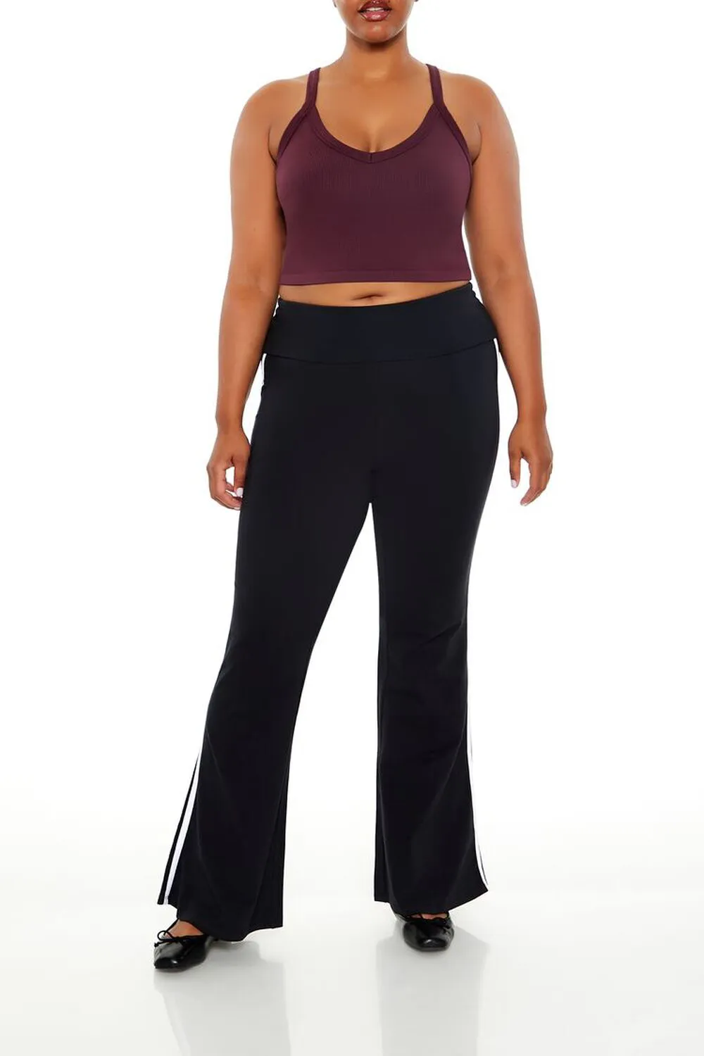 Plus Size Two-Tone Flare Leggings
