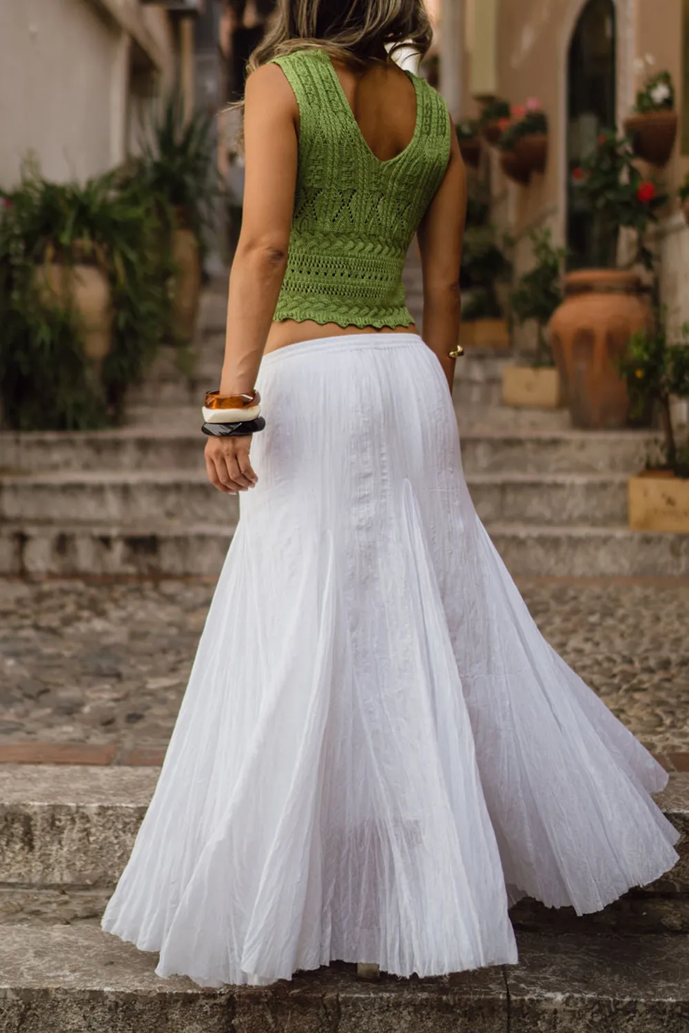 Pure White Drift Maxi skirt