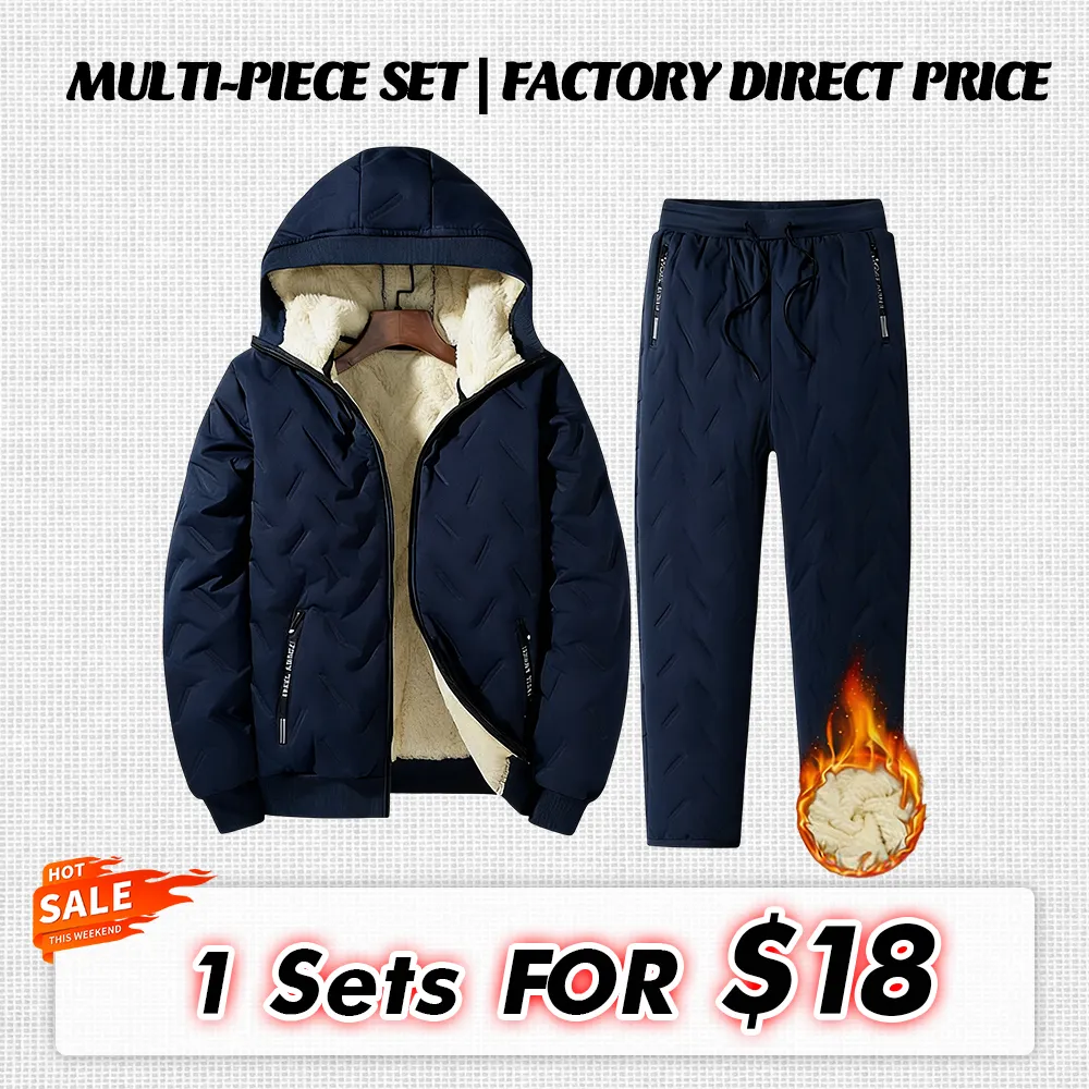【Clearance Sale】Men’S Autumn Winter Fleece Thickened Set - Multi-Pocket Design, Perfect For Daily Work Commute, Outdoor Leisure & Skiing Clothes Menswear Men'S 2 Piece Set Formal Beige Men'S Sweatsuit Set Men Sweatsuit Set Men 2 Piece Sets Men'S 2 Piece S