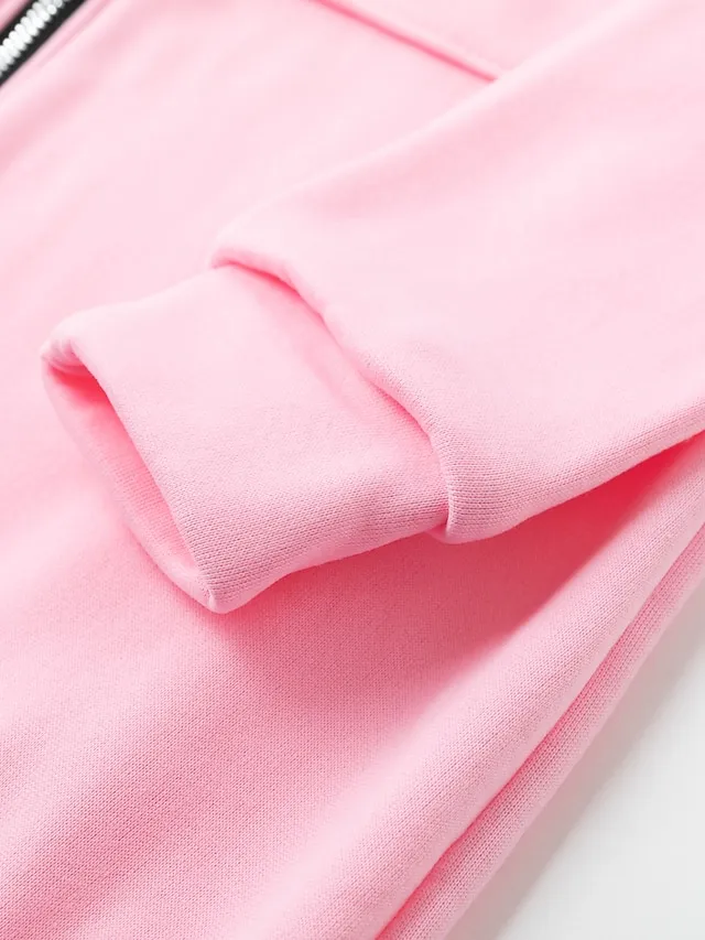 Women's Casual Jacket Fall Windproof Hoodie Jacket with Pockets Casual Workout Regular Long Coat Warm Stylish Long Sleeve Plain Black Pink Wine Sport Street