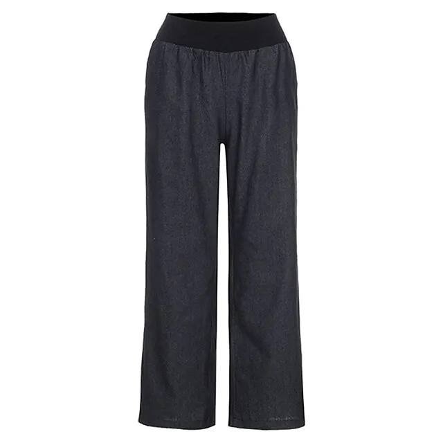 Women's Jeans Wide Leg Baggy Micro-elastic Classic Modern Office Daily Black Blue S M Spring &  Fall