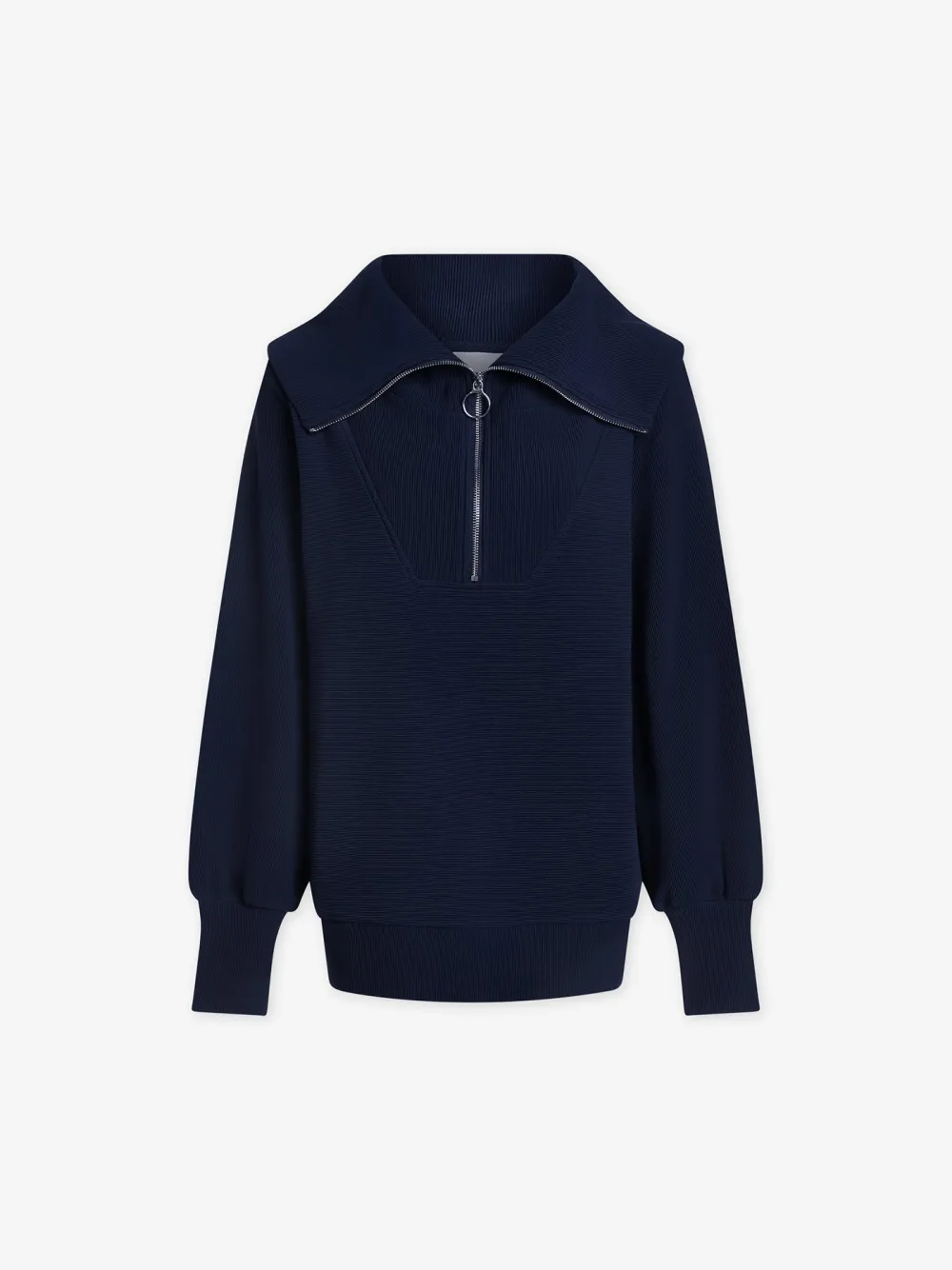 Chic Oversized Half-Zip Wide-Collar Sweatshirt