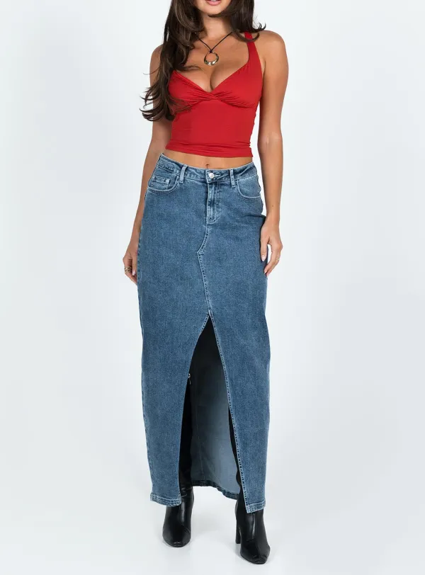 Ruched Front Red Crop Top