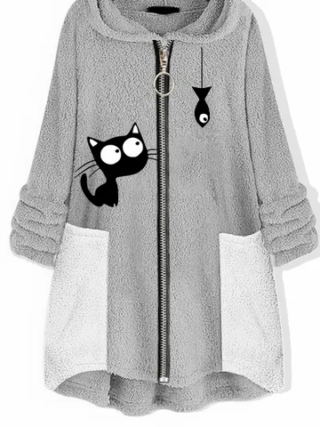 Loose Cat Hoodie Teddy Jacket
