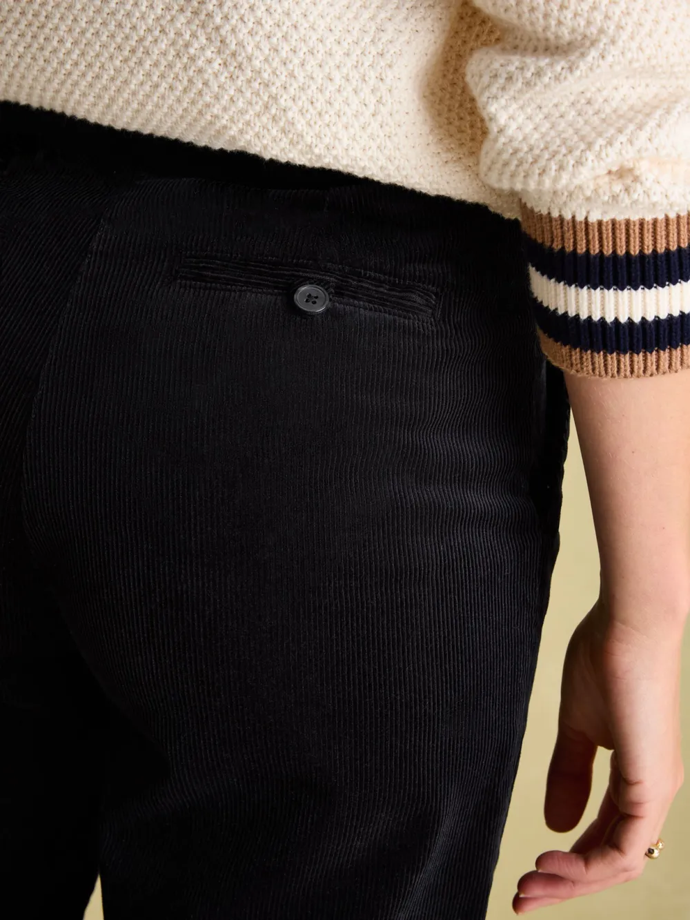 Navy Corduroy Tapered Trousers