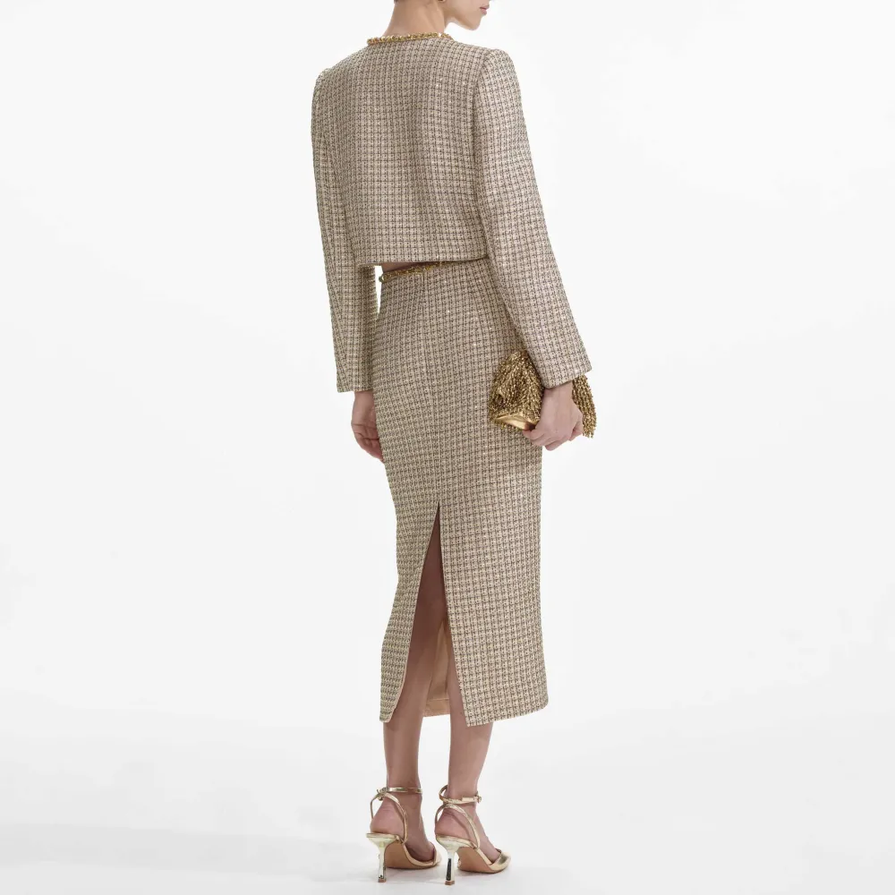 Gold Boucle Midi Skirt