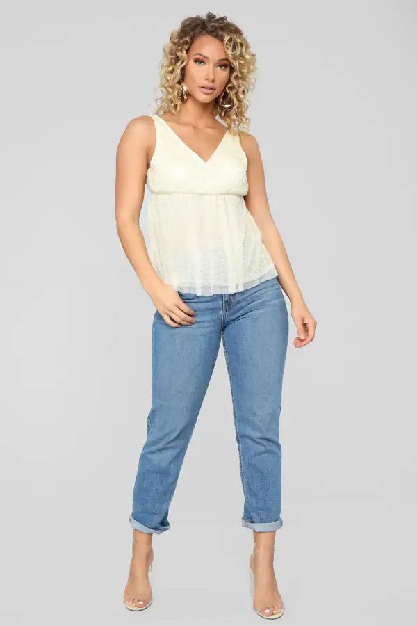 Stay Out Late Peplum Top - Cream