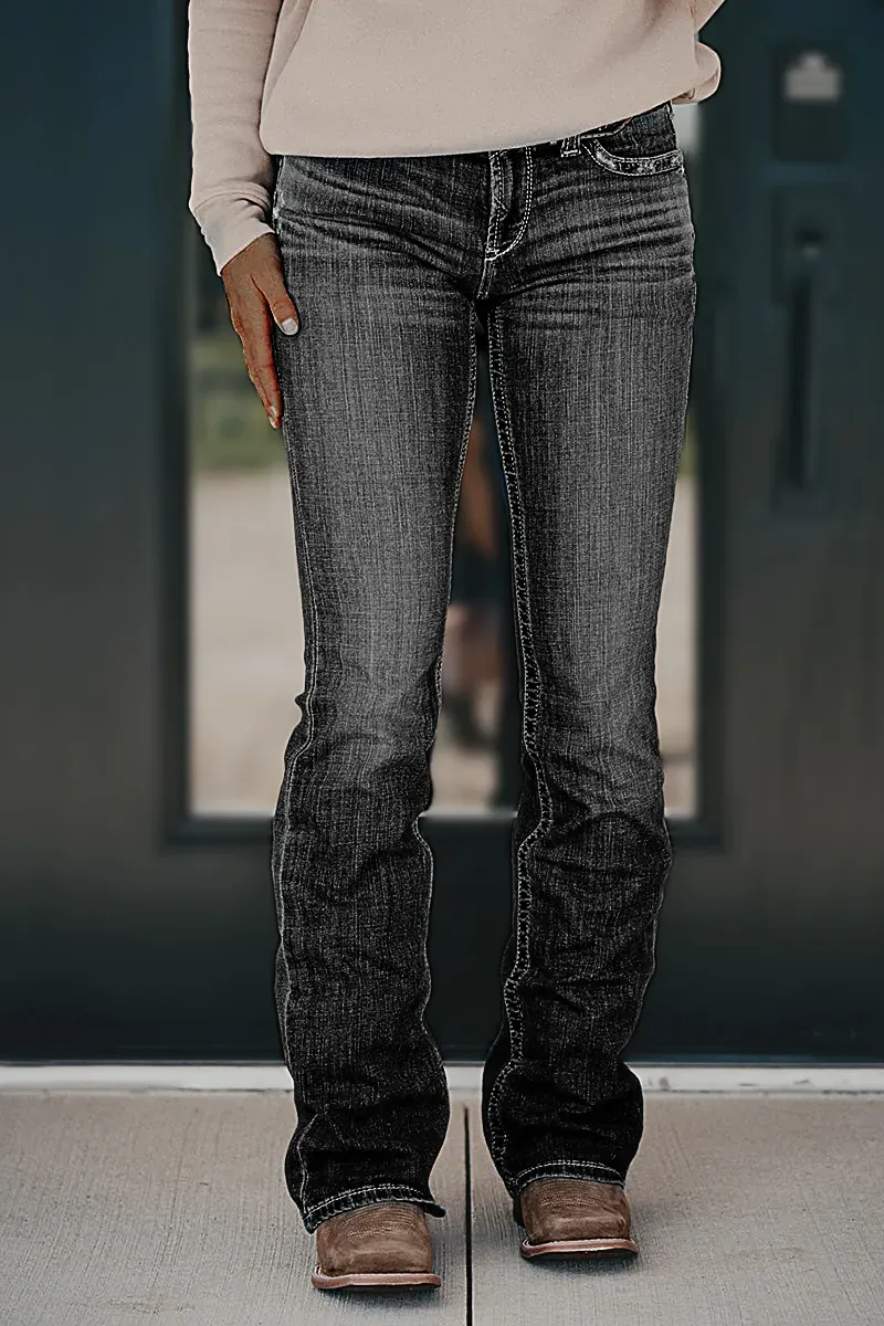 Ripped Low Waist Bootcut Jeans Without Belt